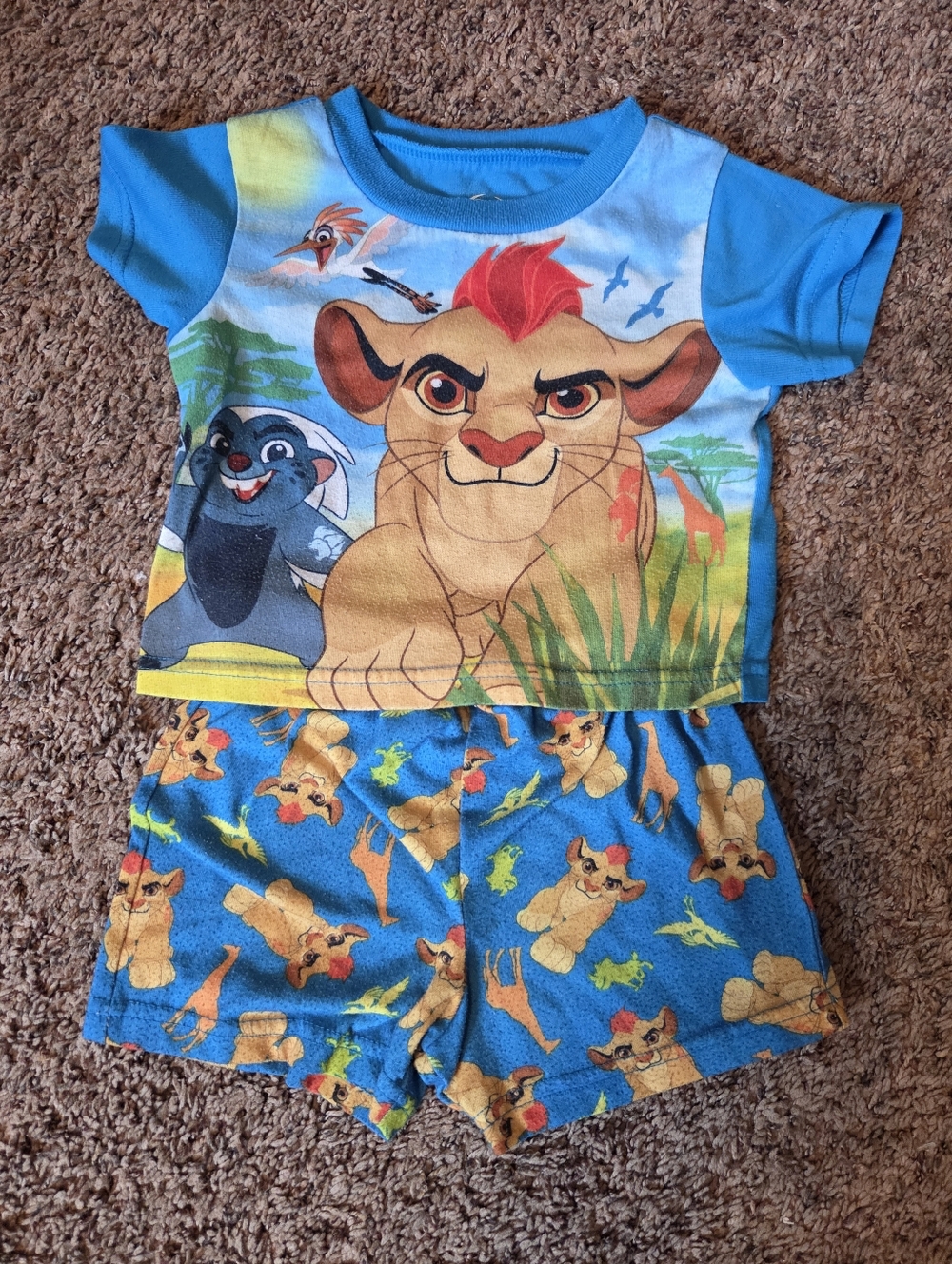 Disney The Lion Guard Blue and Yellow Kids Pajama Set - Simba Graphic